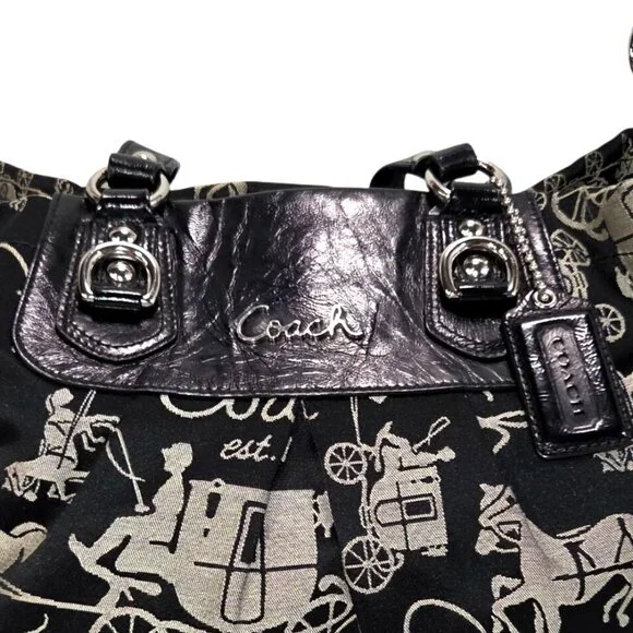Coach Ashley F15656 Black Horse & Carriage Anniversary Satchel Handbag Purse - Picture 3 of 15